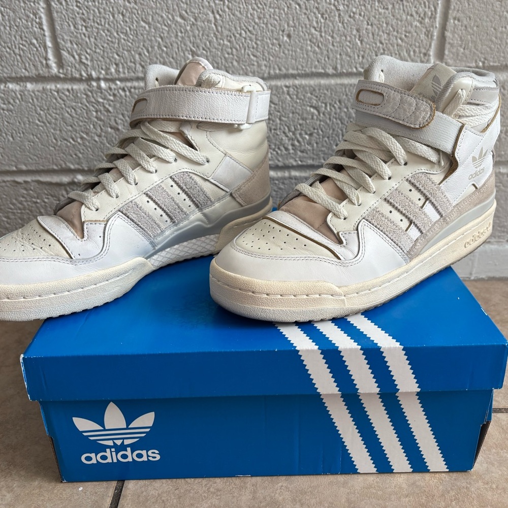 Adidas Cream and White High-Top Sneakers